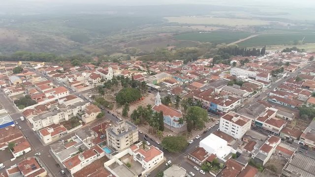 Aerial image during the day of Altinopolis city, Sao Paulo / Brazil