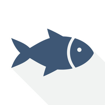 fish vector icon, flat design food illustration for apps and webdesign