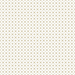 Vector geometric seamless pattern with grid, lattice. White and gold background