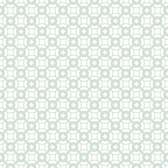Vector floral geometric seamless pattern. Subtle light green and white ornament