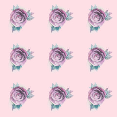 Watercolor seamless background with vintage roses.