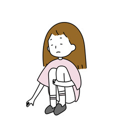 Nice girl sits and thinks