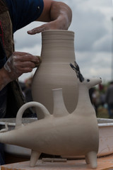 the man making vase with mud for pottery art concept.