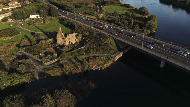 4k Aerial view of Terryland Castle, Galway, Ireland