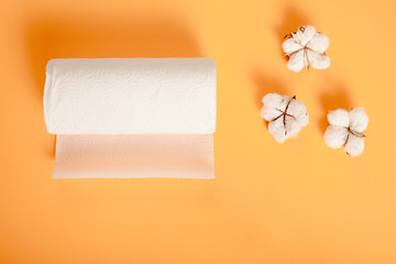 towel paper over yellow background