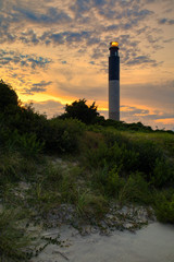 Fototapeta na wymiar Oak Island Lighthouse Sunset