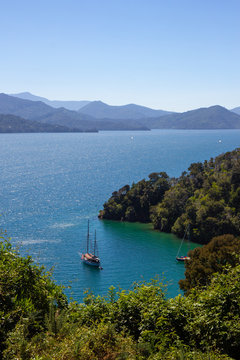 seascape view in Marlborough region of New Zealand