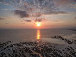 Chatelaillon Plage (Charente Maritime, France) - Vue aérienne du coucher de soleil