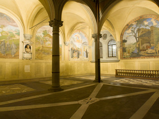 Fototapeta premium Italia, Firenze, chiesa di Santissima Annunziata, cortile.