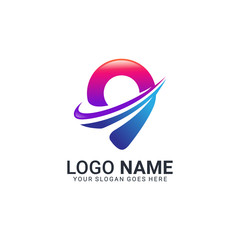 Colorful landmark sign logo design. Editable modern logo design