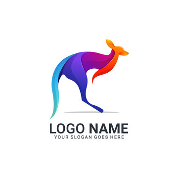 Colorful modern kangaroo logo design. Editable modern logo design.