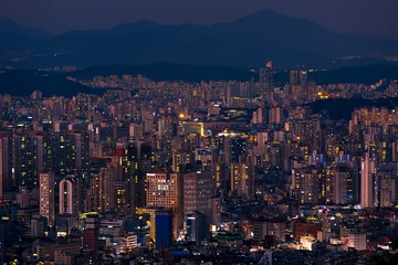 Fotobehang Seoul South Korea at night skyline  © pop_gino