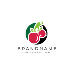 Cherry or apple fruit logo/identity design template vector