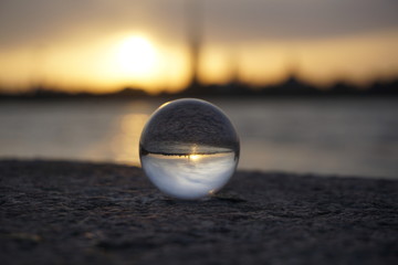 crystal ball  sunset silouette
