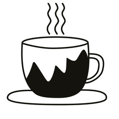 Vector hand drawing cup of coffee, cup of tea, cup of cappuccino, americano, cocoa. Flat  illustration.