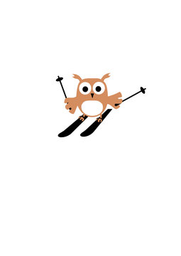 Ski Eule Kinder Logo Motiv fahren Wintersport Comic