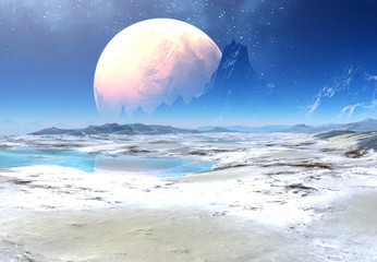 3D Rendered Fantasy Alien Landscape - 3D Illustration