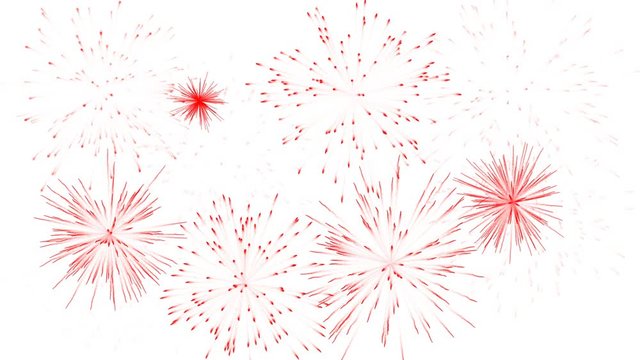 Red fireworks isolated on white background. Celebration, holidays, party decoration.