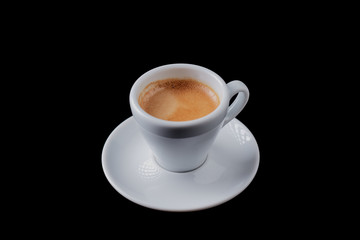 Cup of espresso on black background. 