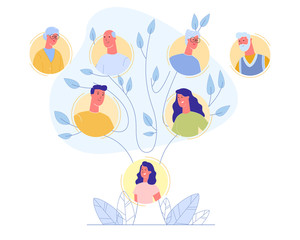 Family History Tree Isolated on White Background