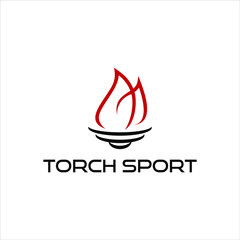 torch logo simple outline illustration sport design template