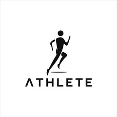 Fototapeta na wymiar running sport logo simple black stick man vector illustration design idea