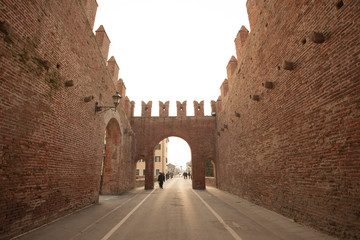 Cittadella city walls entrance - obrazy, fototapety, plakaty