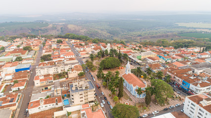 Fototapeta na wymiar Aerial image during the day of Altinopolis city, Sao Paulo / Brazil