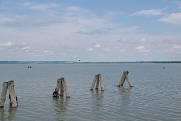 View of Lake Neusiedl in Podersdorf Burgenland