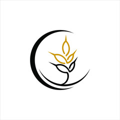 wheat logo bakery vector simple flat black color of icon design