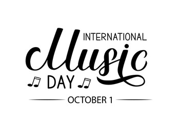 International Music Day lettering isolated on white. Easy to edit vector template for typography poster, banner, flyer, etc.