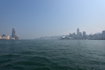 City view from a ferry, Hong Kong