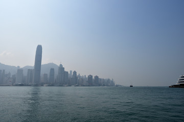 Naklejka premium City view from a ferry, Hong Kong