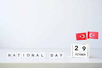 October 29 calendar and flag Turkey Concept Turkey national day with space for your text.