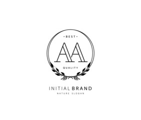 A AA Beauty vector initial logo, handwriting logo of initial signature, wedding, fashion, jewerly, boutique, floral and botanical with creative template for any company or business.