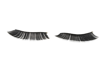 close up of false eyelashes on white