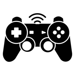 game controller device icon design with creative modern concept and black and white glyph style logo shape for pictogram, website, hardware, web button design vector eps 10 - Vector