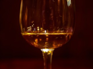 Reflections on whisky glass, Tokyo, Japan