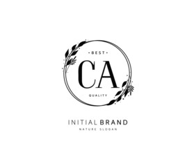 C A CA Beauty vector initial logo, handwriting logo of initial signature, wedding, fashion, jewerly, boutique, floral and botanical with creative template for any company or business.