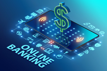 Online banking concept - 3d rendering