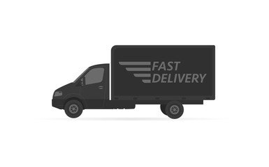 Fast shipping delivery truck flat icon for apps and websites - stock vector