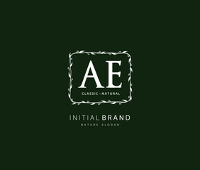 A E AE Beauty vector initial logo, handwriting logo of initial signature, wedding, fashion, jewerly, boutique, floral and botanical with creative template for any company or business.