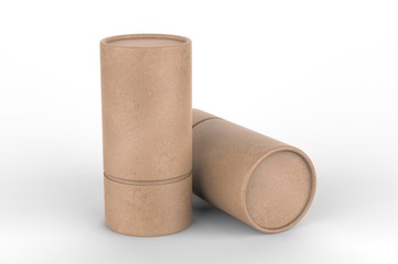 Blank Kraft Paper Push Up Tube Packaging For Branding. 3d render illustration.