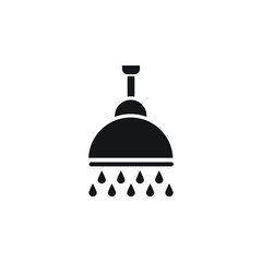 Shower vector icon, Shower faucet flat icon with flowing water drops symbol.