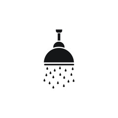 Shower vector icon, Shower faucet flat icon with flowing water drops symbol.