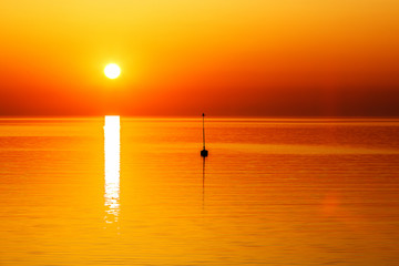 Picturesque golden sunset on the sea