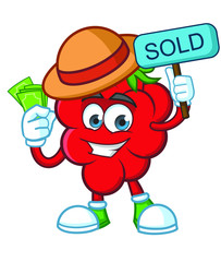 farmer Raspberries with straw hat Mascot character design vector