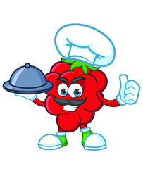  Raspberries with chef hat Mascot character design vector