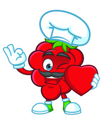  Raspberries with chef hat Mascot character design vector