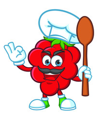  Raspberries with chef hat Mascot character design vector
